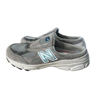 New balance slip on sneakers backless gray blue women 7 w 990sg3 made USA shoes